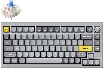 Q1 RGB Wired Custom Mechanical Keyboard, 75% Layout QMK/VIA Programmable Macro with Hot-swappable Gateron G Pro Blue Switch Double Gasket Compatible with Mac Windows Linux (Grey) -Version 2