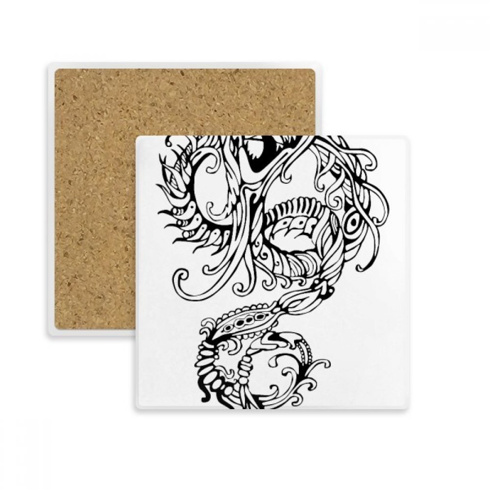 Coaster Tasse de Thé Ambiance Zen Dragon Chinois en Pierre pour Salon