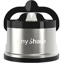 AnySharp Pro Metall-Messersch rfer mit PowerGrip Saugnapf Wolframkarbid Premium Wolframkarbid-Sch rfsystem f r K chenmesser Wellenschliff & geh rteten Stahl Professionelle Qualit t