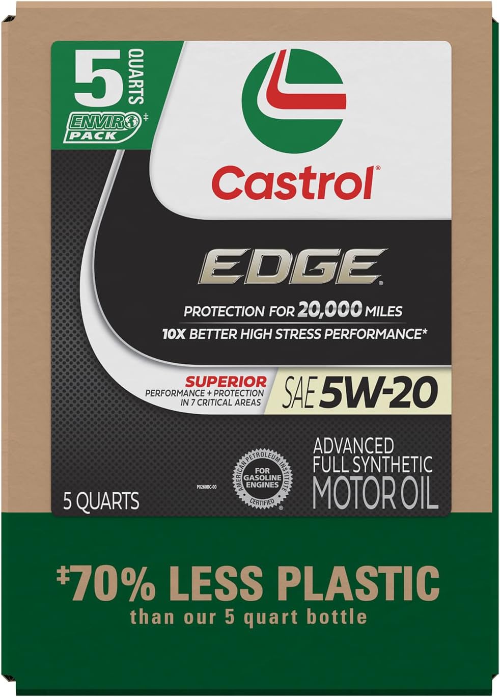 Edge 5W-20 Advanced Full Synthetic Motor Oil, 5 Quarts, Eco Pack