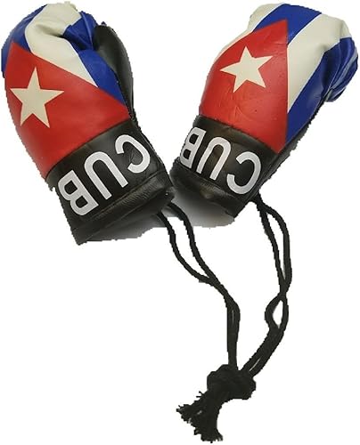 Miniatura 2 de BUNFIREs 2pcs Cuba Mini Banner Bandera con Espejo de Coche Cubano Guante de Boxeo Par Cubano