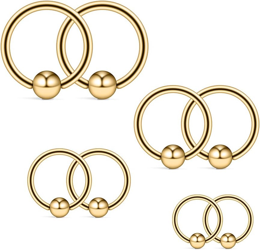 Ruifan 14G 316L Surgical Steel Captive Bead Ring PA Nipple Eyebrow Belly Tragus Cartilage Septum Piercing Jewelry 8PCS