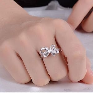 指輪・リング wing bling 925 Silver Bailey Ribbon Ring 925 Sterling Silver Bujukan White Sapphire Lady's Criss