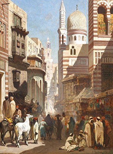 Get Custom Art Alberto Pasini - Street in Cairo, Canvas Art Print Wall Decor - Size 24x36 Inches