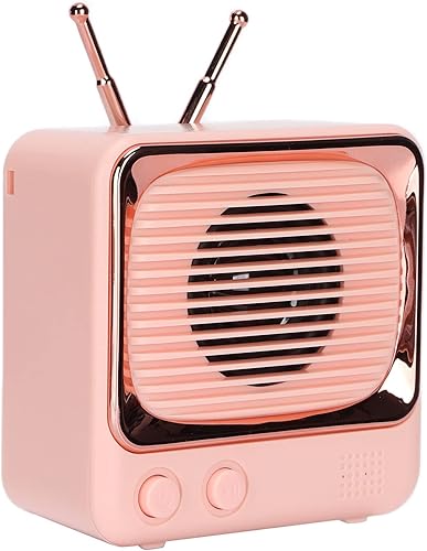 Miniatura 4 de SUNGOOYUE Retro TV Style BT 5.0 Wireless Speaker, Macaron Design, ABS Plastic, 3W Output, 8-9 Hours Battery Life, Portable with HiFi Sound (Pink)