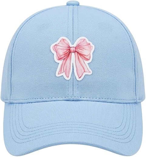 Fasam Stylish Women’s Light Blue Baseball Cap with Cute Bow Design – Adjustable Casual Hat Stylish Summer Cap | Outdoor Su...