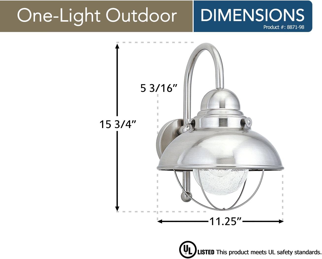❤ Crazy Deals Sea Gull Lighting 8871-98 Sebring One-Light Outdoor Wall Lantern with Clear Seeded Glass Diffuser, Brushed Stainless Finish ❤ Crazy Deals Sea Gull Lighting 8871-98 Sebring One-Light Outdoor Wall Lantern with Clear Seeded Glass Diffuser, Brushed Stainless Finish