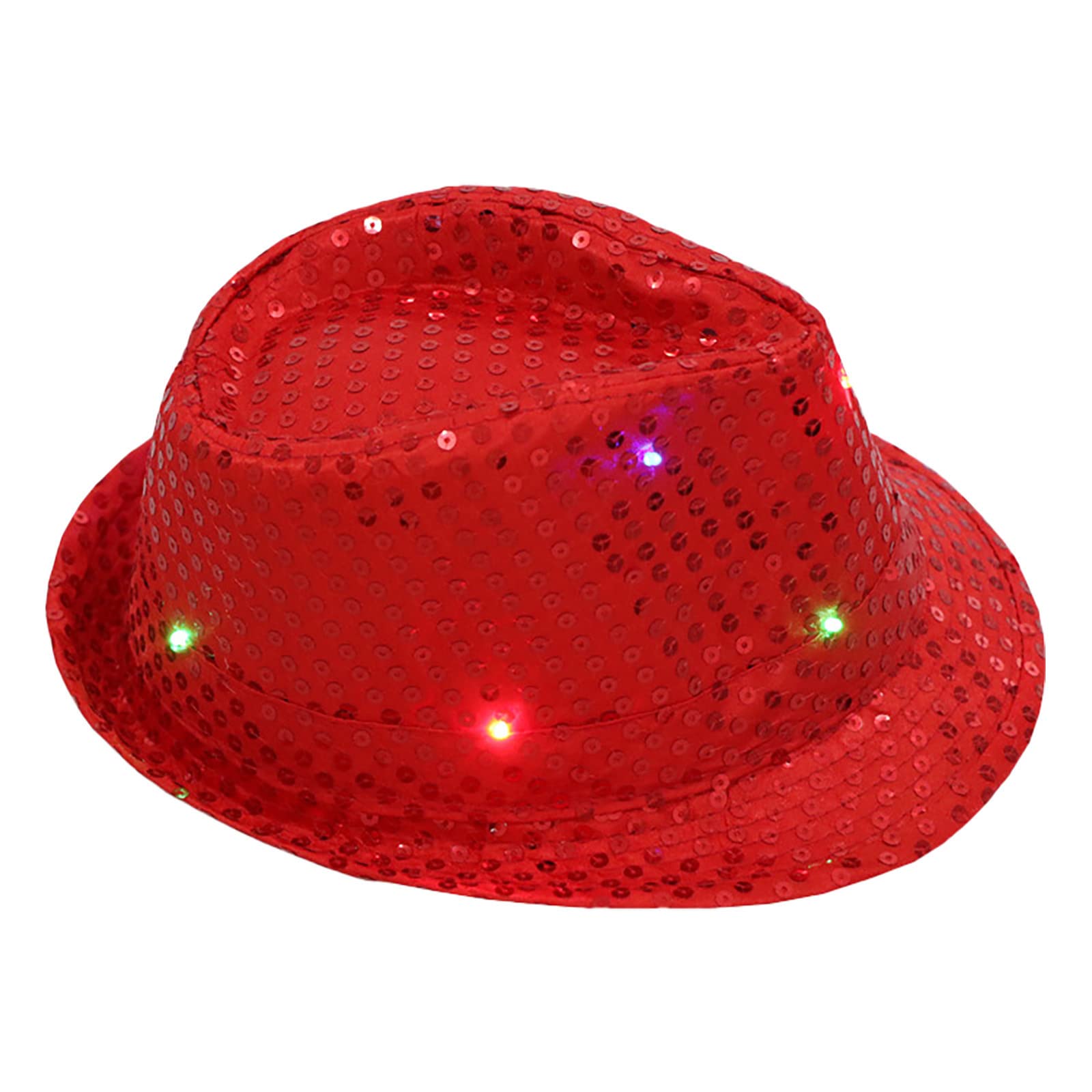 GenericLED Sequin Glow Jazz Hat Performance Props Flash Cowboy Hat