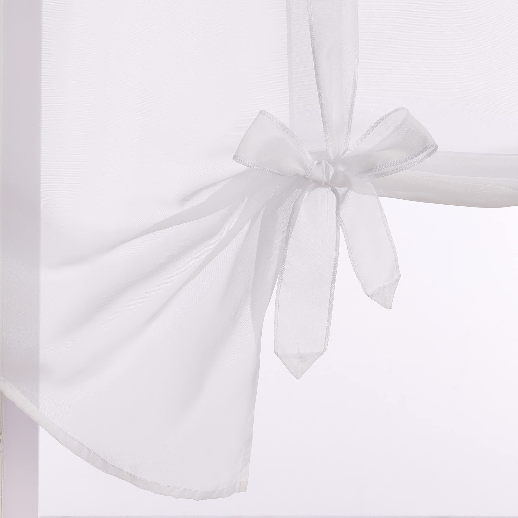 Raffrollo Mit Band Schlaufen - Weißer Voile Vorhang 140x120cm Sand