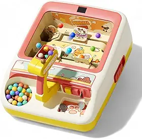 Mini Máquina de Fliperama Infantil Com Níveis de Dificuldade e Moedinhas (Amarelo)