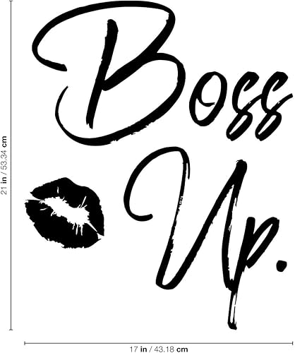 Miniatura 3 de Calcomanía de vinilo para pared, diseño de Boss Up, 21 x 17 pulgadas, con cita motivacional para mujer, con forma de beso, para el hogar,