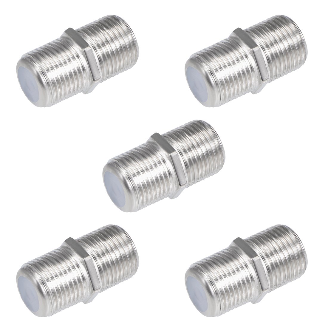 sourcing map 5Pcs F-Type Female to Female Connectors Adapter Couplers Silver Tone