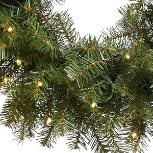 National tree company pre lit artificial christmas wreath green norwood fir white lights christmas collection 24 inches  urban country home decor