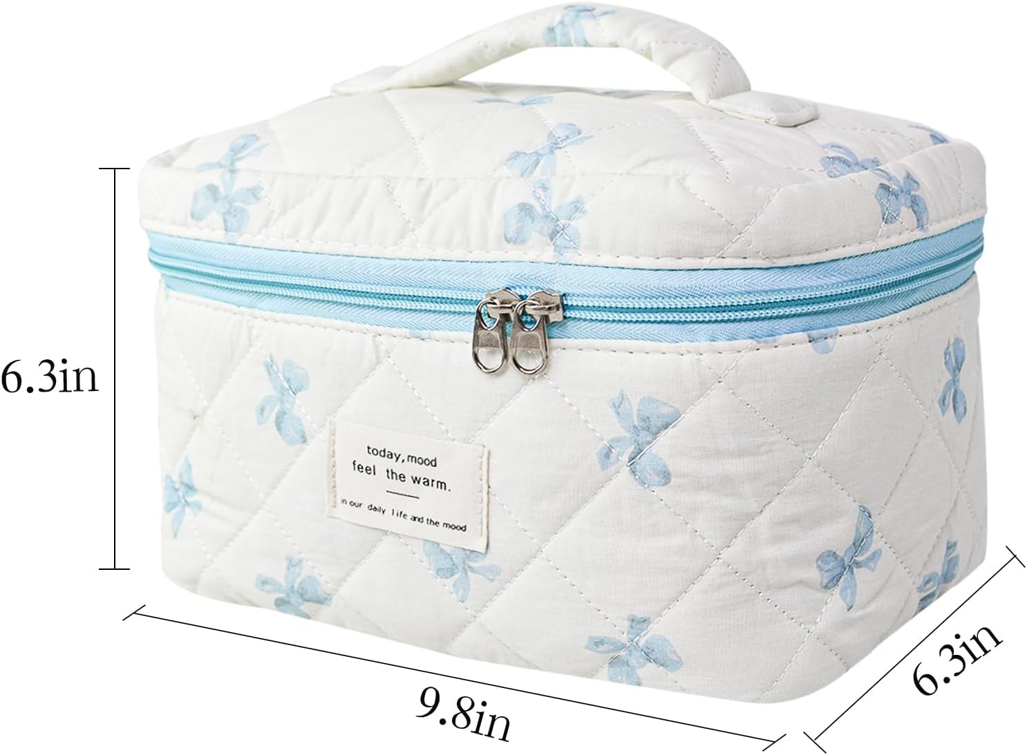 GISMTR Makeup Bag, Quilted Bow Cosmetic Bag, Large Travel Aesthetic Make up Bag, Cute Coquette Toiletry Bag for Women Girls image 5