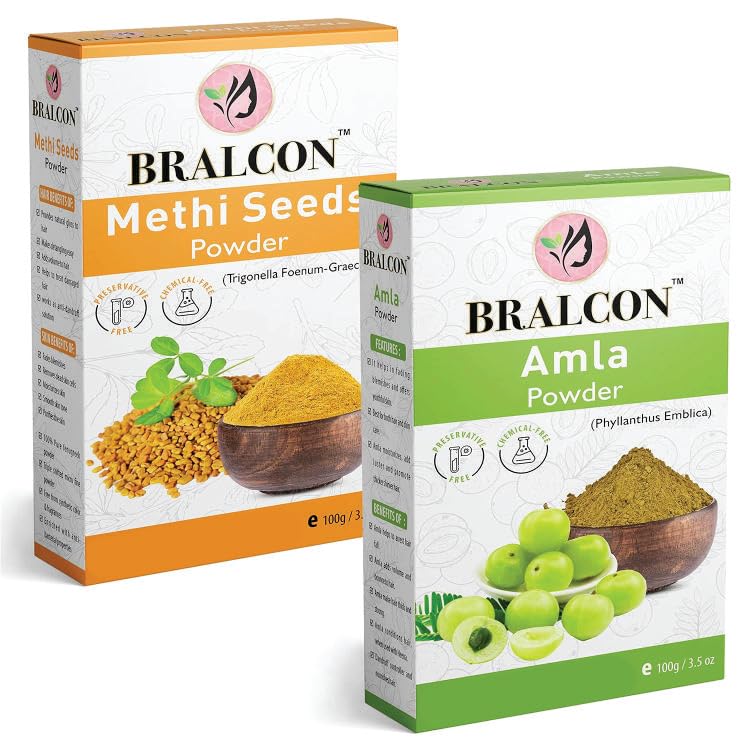 BRALCON Organic Methi Seeds Powder, Amla Powder Combo - 200g(100g x Pack of 2) |Fenugreek/Methi Seeds Powder, Amla/Gooseberry Powder For Face Pack And Hair Growth| Skin Whitening & Hair Care Powder-picture-37