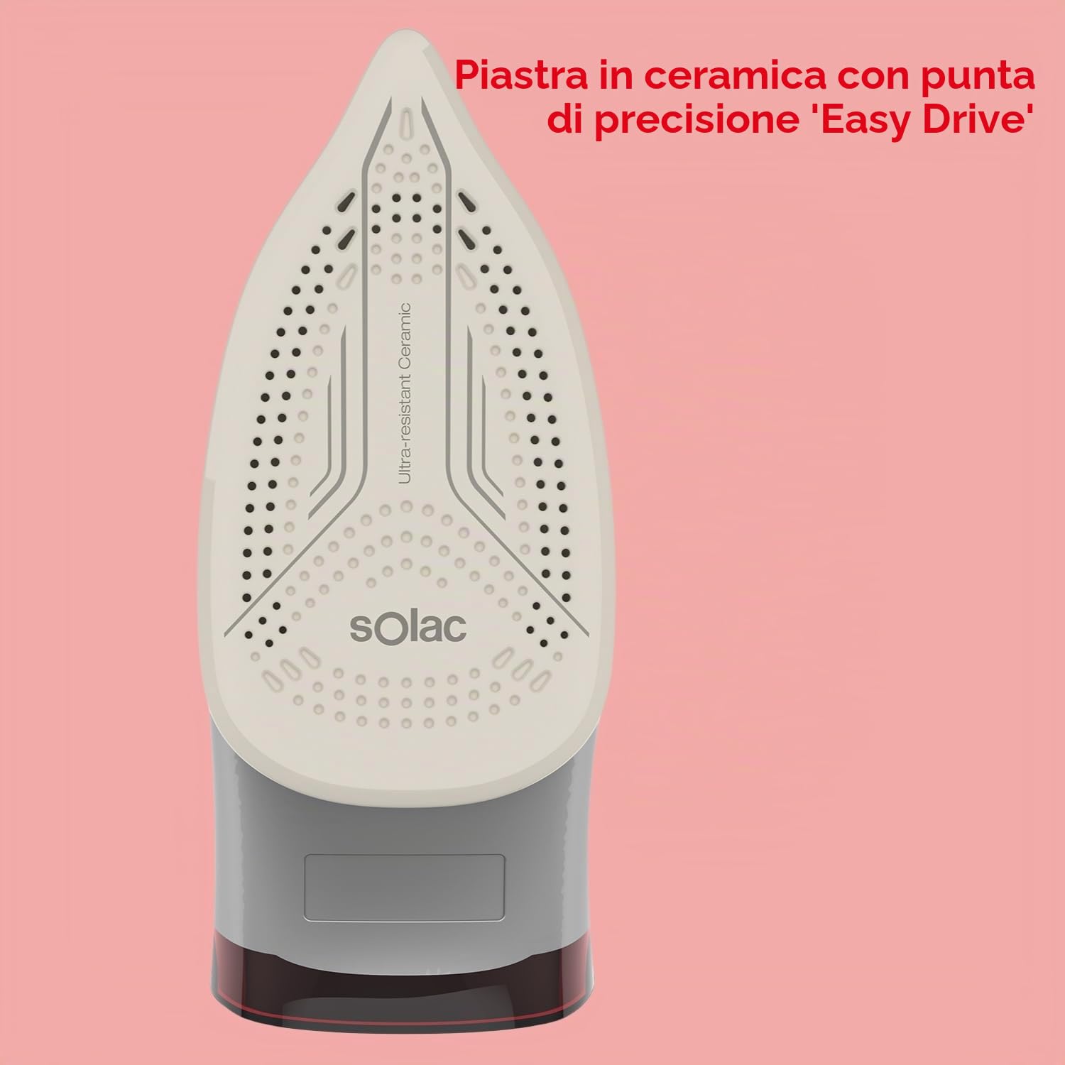 Solac - ferro da stiro a vapore + 2800W | colpo vapore 180 g/min | vapore continuo 40 g/min | vapore verticale | anticalcare | piastra ceramica | punta di precisione | rosso e bianco