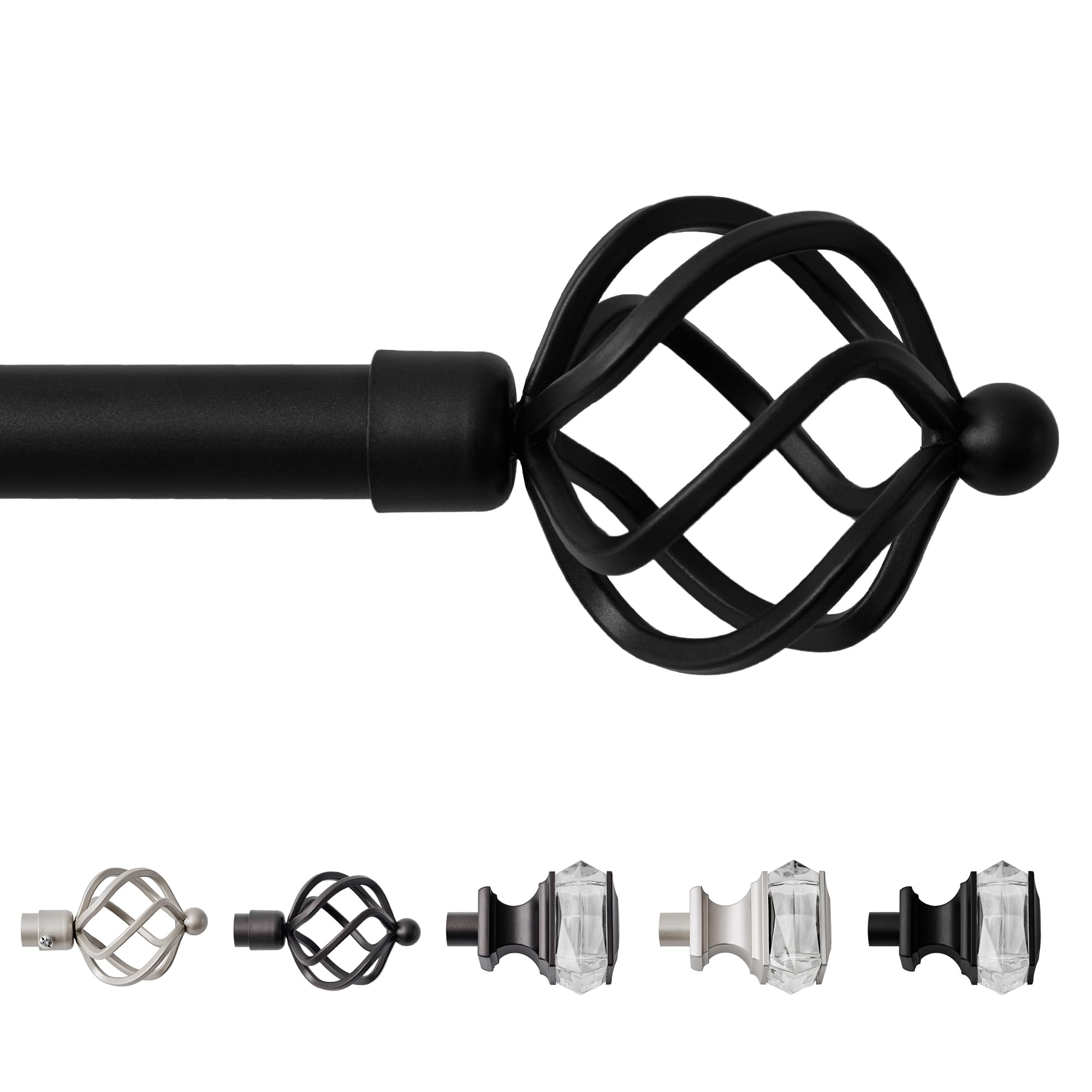 Sharpliving Extra Long Black Curtain Rod 66 to 120 Inch, Thin Metal Curtain Rod for Living Room Bedroom Windows, 1 Pack 3/4 Inch Diameter Single