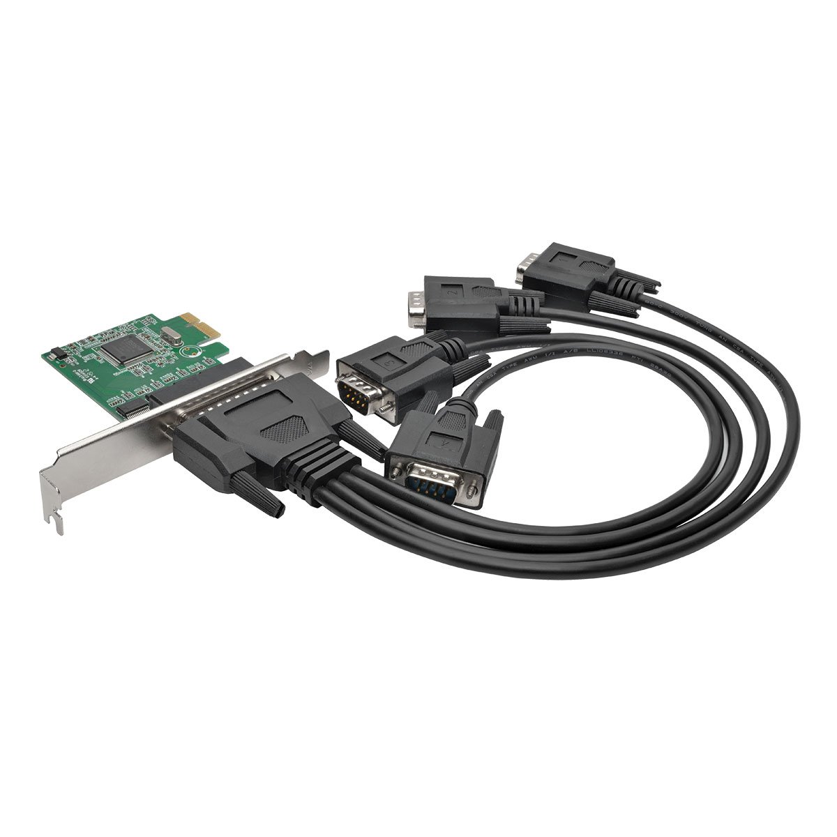 Tripp Lite 4-Port DB9 (RS-232) Serial PCI Express (PCIe) Card with Breakout Cable, Full Profile (PCE-D9-04-CBL)