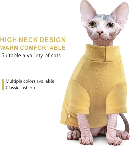 Miniatura 5 de Idepet Sphynx - Paquete de 2 suéteres para gatos, cuello alto, sin pelo, suave y cálido, ropa de gatito con mangas, pijama de invierno para