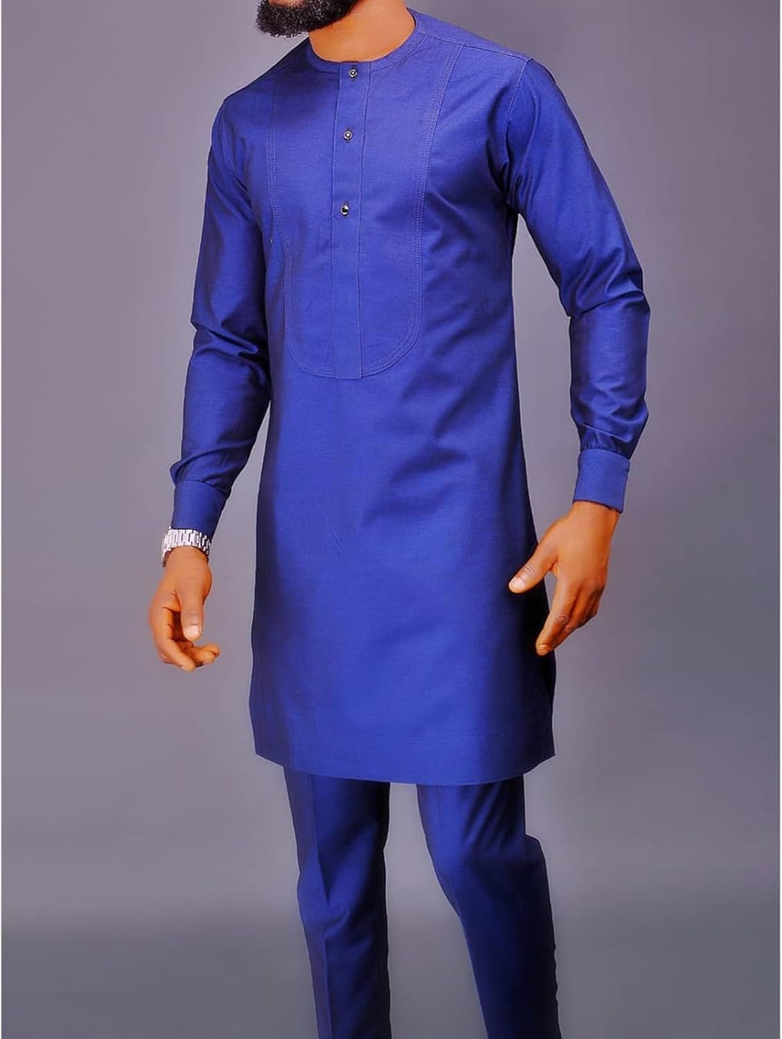 Two Piece Outfits African Suits for Men Dashiki Shirt and Pant Traditional Attire Long Sleeve Party Clothes