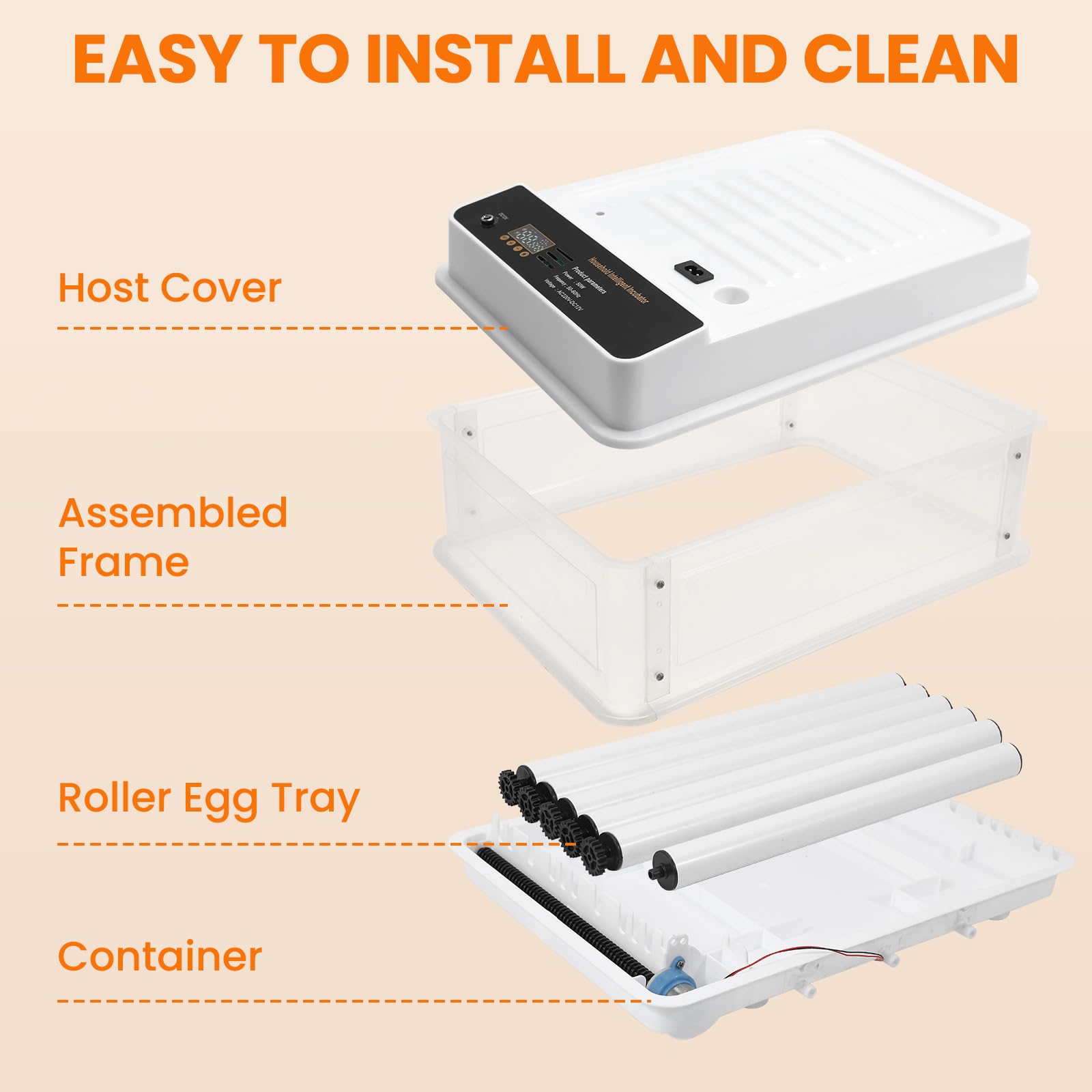 Incubadora totalmente automática, giro automático de 10 a 36 huevos, control de temperatura para incubadora, acceso automático de agua, indicador de humedad para pollos, patos, gansos y palomas (36
