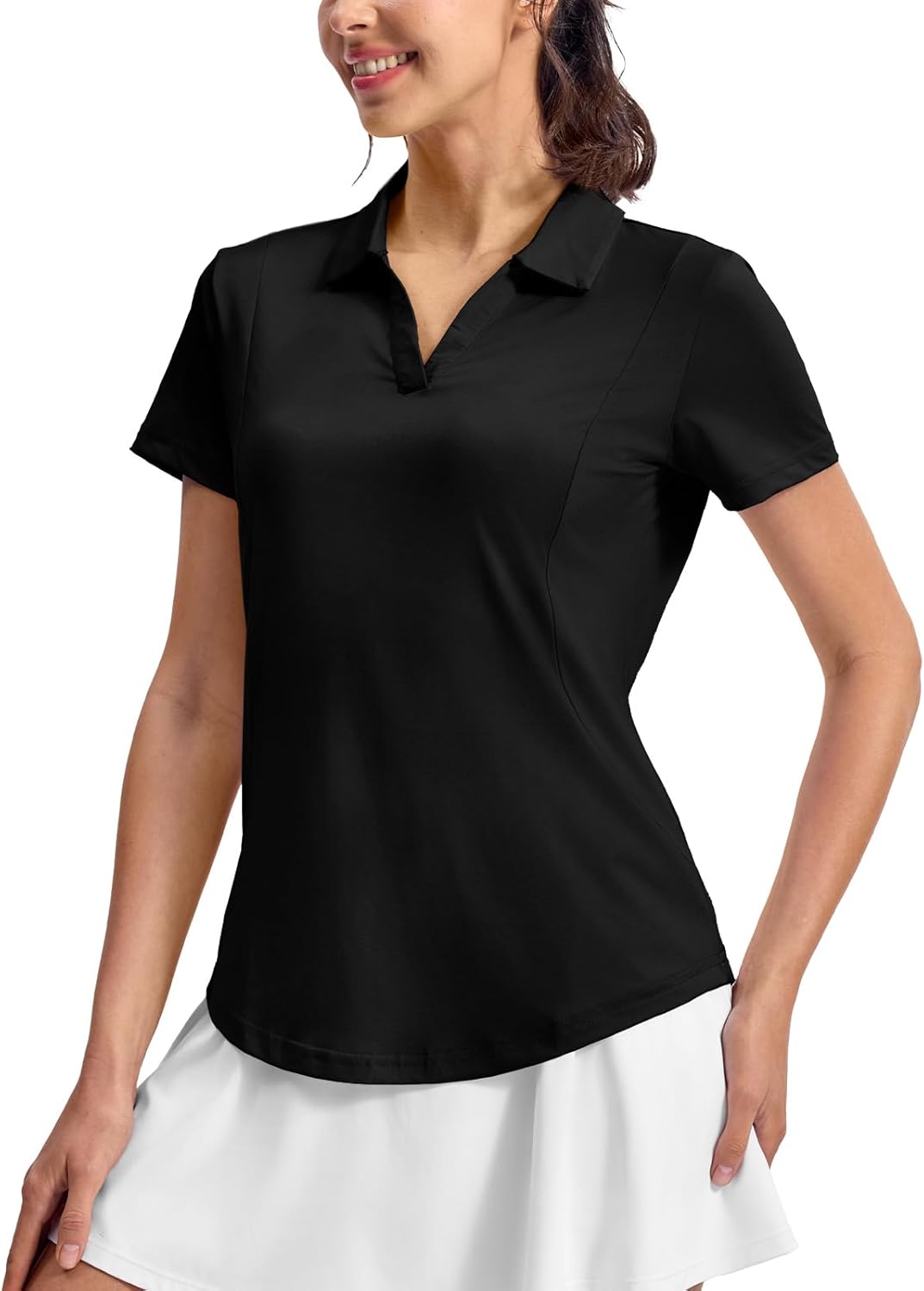 Rdruko Women's Golf Shirts Short Sleeve Dry Fit Polo Tennis V Neck Collared Athletic Shirts - Image 2