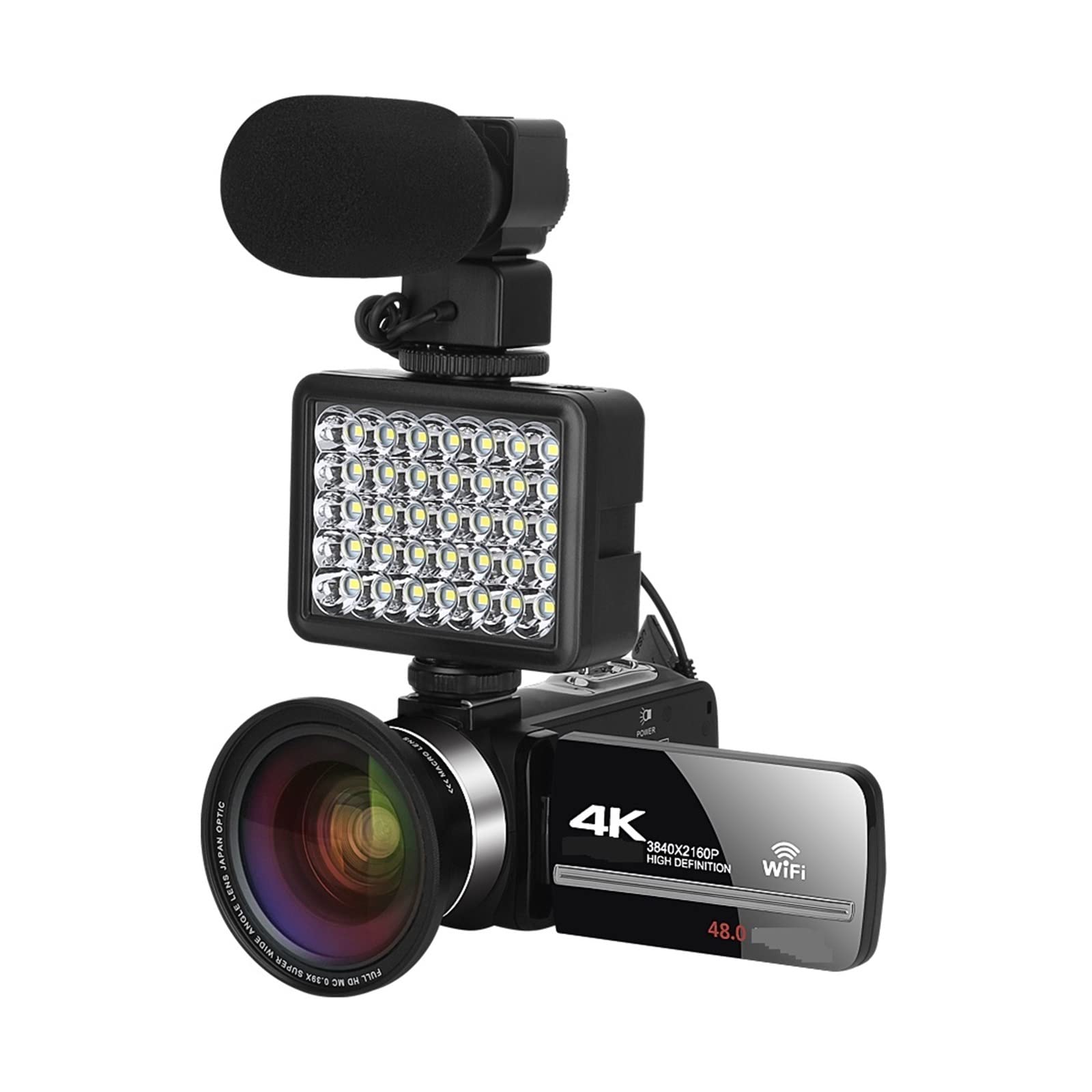 Grabación en Bucle Cámaras Digitales 4K Lapso de Tiempo Videocámara de transmisión de Video de 48MP for Blog Girar Pantalla Webcam Vlog(16G SD Card)