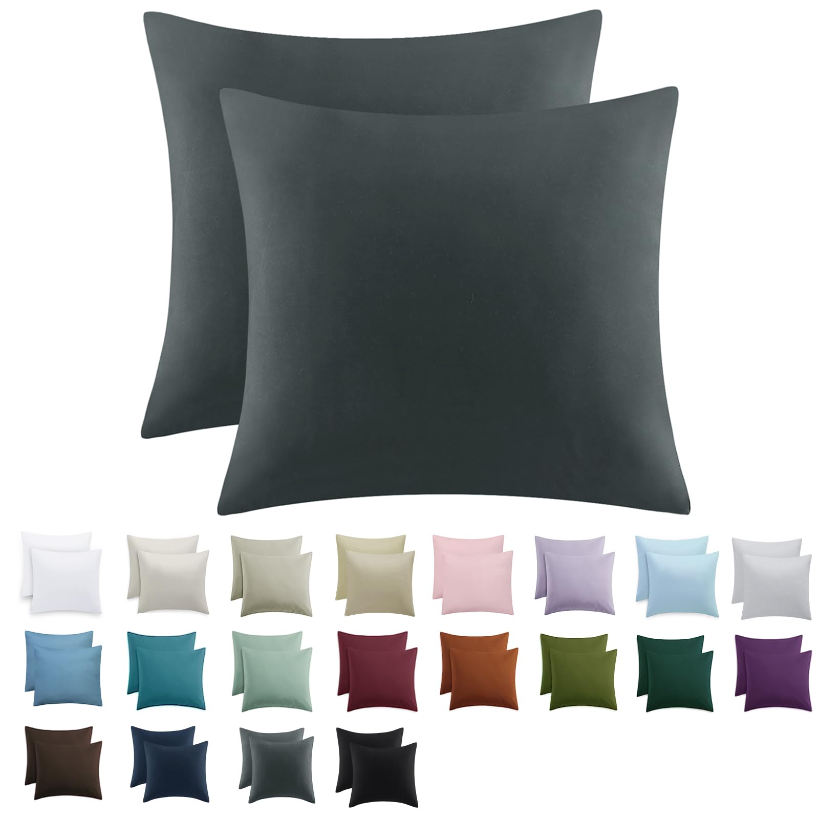 Tifschlaf Kissenbezug 80x80 2er Set - Kopfkissenbezug 80 x 80 Anthrazit mit Reißverschluss aus Mikrofaser Weich, 80x80cm Grau Pillow Case