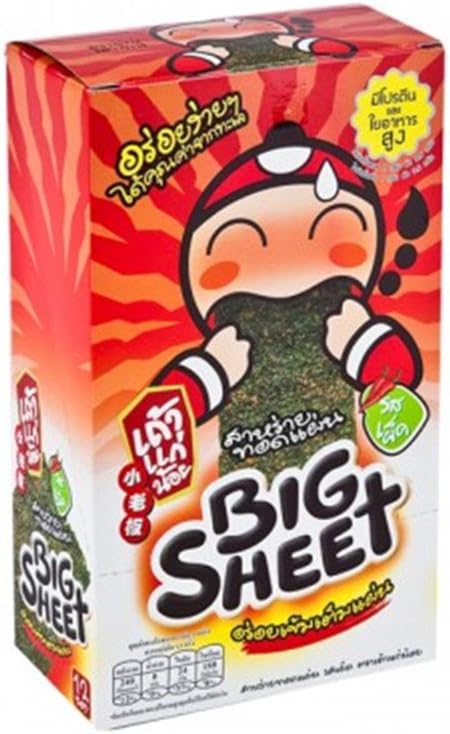 Seaweed Snacktao Kae Noibig Sheet (Spicy) 0.14 Oz X12 Pcs.