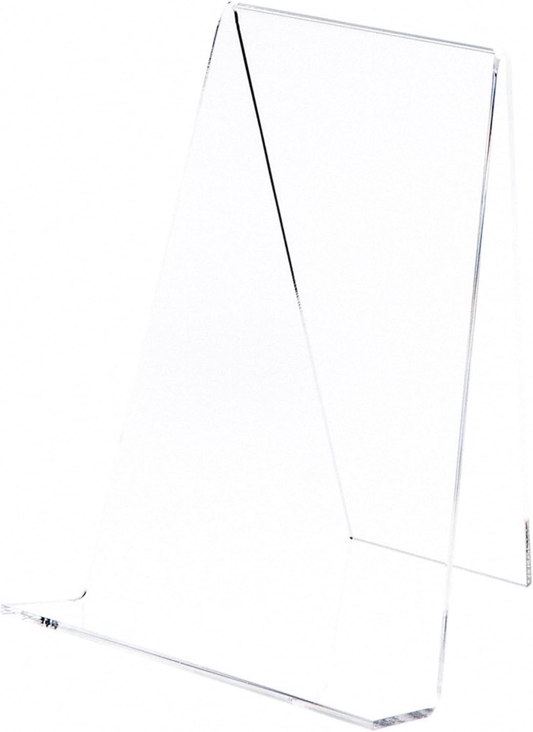 Plymor Clear Acrylic Book Easel with 1.375" Flat Ledge, 4.75" W x 4.75" D x 6" H, Pack of 2