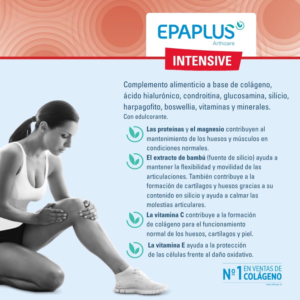 EPAPLUS Arthicare | Colágeno Antiox Intensive | Fórmula Intensiva con Colágeno, Glucosamina, Condroitina y Boswellia | Cuidado de Articulaciones, Huesos y Músculos | 21 Días | Sabor Limón