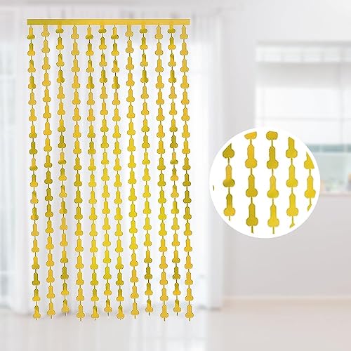 Miniatura 5 de Paquete de 2 cortinas de flecos de papel de aluminio dorado de 3.3 x 6.6 pies, cortinas de fondo para decoración de despedida de soltera, decoración