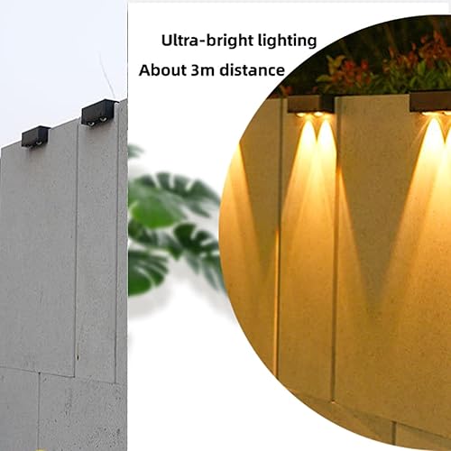 Miniatura 3 de Luces solares para terraza al aire libre, paquete de 4 luces solares para vallas, luces solares de pared blancas cálidas, luces LED Waterpoof