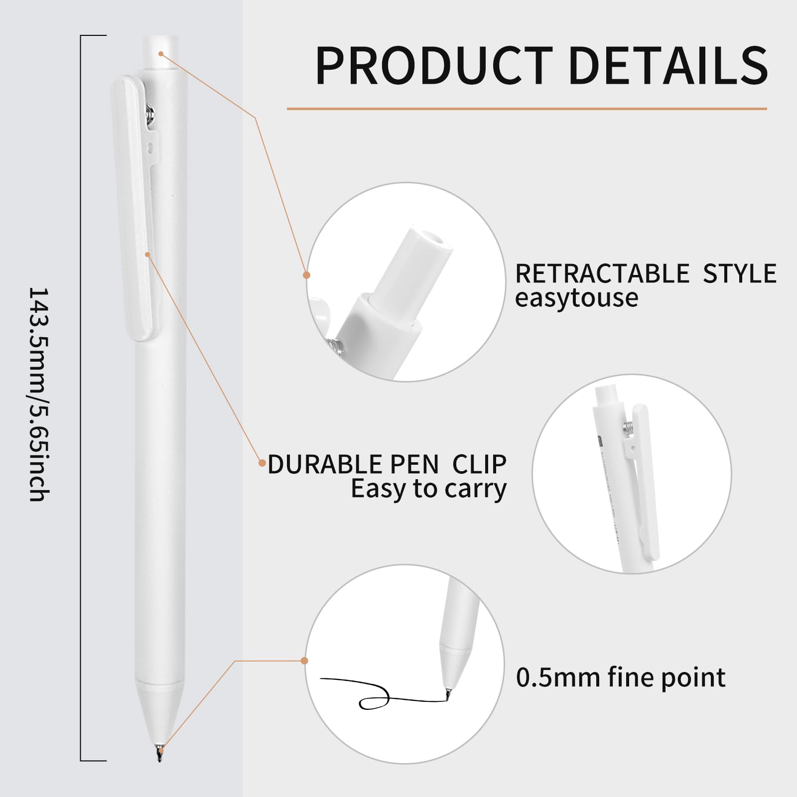 D dDraw 12 Pcs Retractable Gel Pen, 0.5mm Ballpoint Pen, Clip for Easy Carrying Black Ink - Image 2