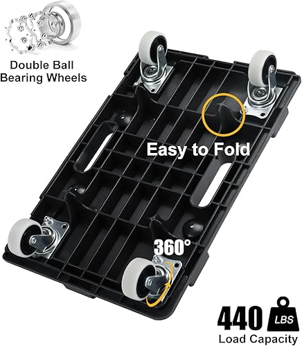 Miniatura 2 de Muevadores de muebles con ruedas, rodillos móviles portátiles para muebles pesados, 4 ruedas pequeñas y planas, capacidad de 880 libras
