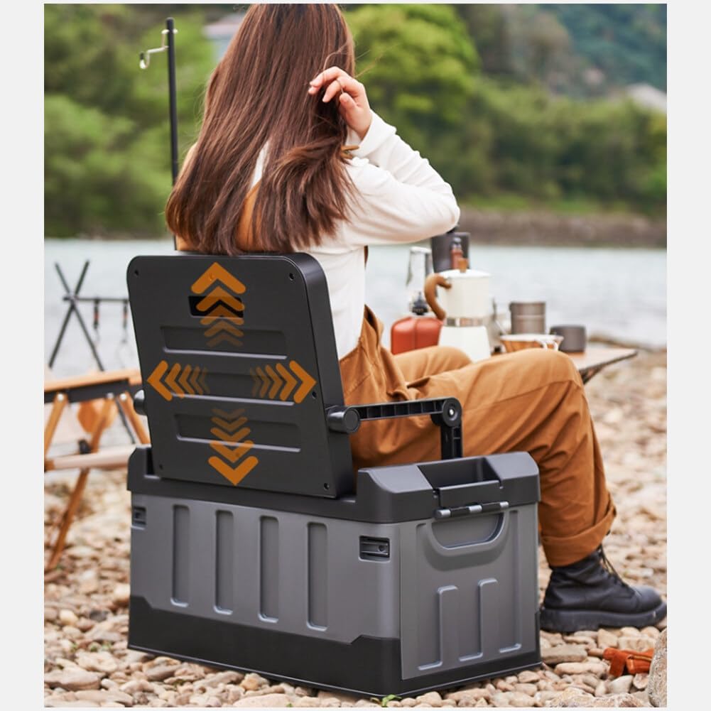 Outdoor Storage Box Camping Seat Boxes Multifunctional Fishing Box Large Capacity Car Storage Box Organizer 60L Folding Seats Trunk Organizer Auto Trunk Box Camping Accessories for Vehicles Car