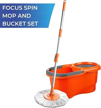 Macro Max Focus Otomatik Temizlik Seti, Pedalsız Döner Sıkmalı 360 Başlıklı Mikrofiber Paspas (2 paketi)