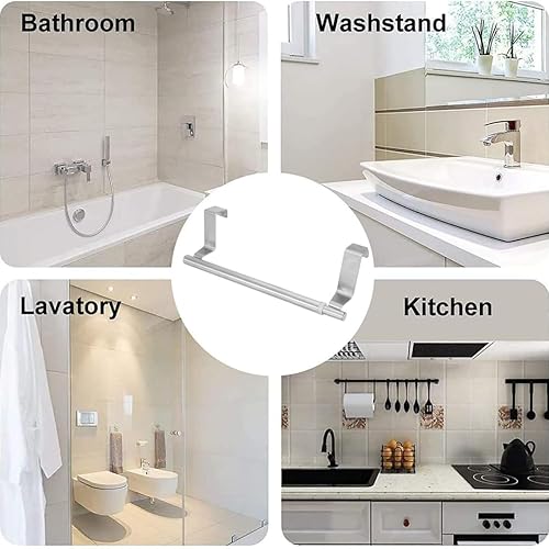 Miniatura 7 de Combort - Toallero retráctil de acero inoxidable para baño, doble y individual, para dormitorio, baño, cocina, sala de estar (para paneles de puerta