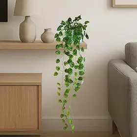 Planta Artificial Jibóia Pendente Caída com Vaso Espelhado