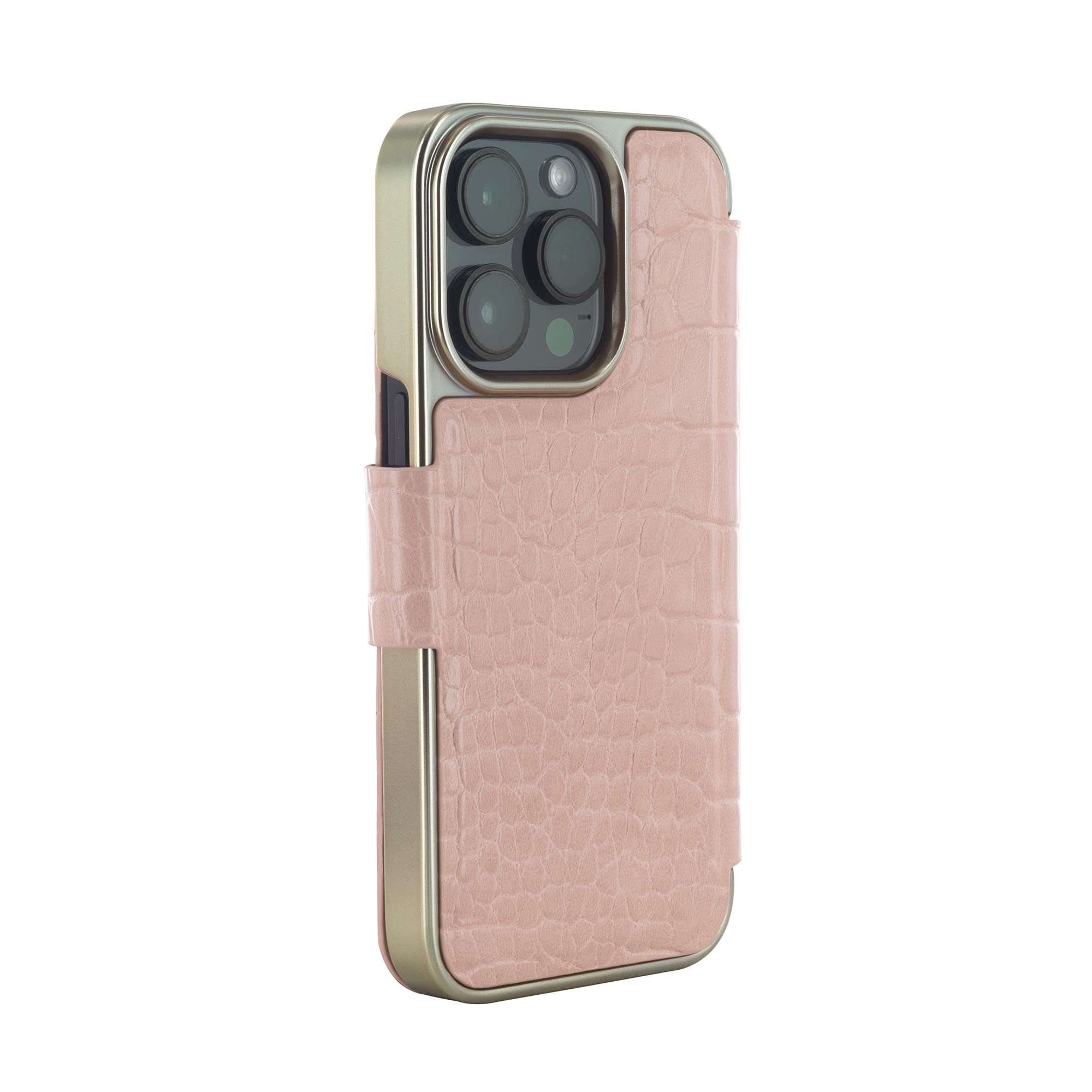 スマホアクセサリー CALEE LEATHER SMART PHONE CASE Ted Baker KHAILIM Pink Croc Dual Card Slot Folio Phone Case for