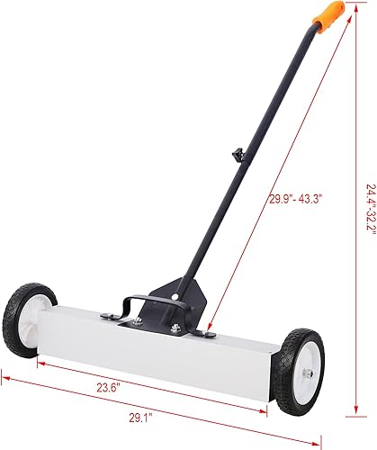 Miniatura 6 de Henf Barredora magnética rodante, rodillo magnético de alta resistencia con ruedas, pestillo de liberación rápida y mango largo ajustable para