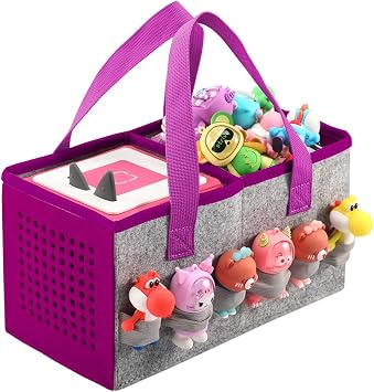 PISOSN Portable Carrying Case Compatible with Toniebox Starter Set and Tonies Figurines,Travel Felt Cloth Musical Toy Folding Bag for Toniebox Accessories Deep Purple