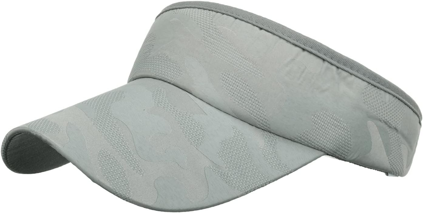 Sport Visor Hats Adjustable Empty Top Baseball Cap Cotton Caps for Women and Men Sun Visor Hats (Grey, One Size)