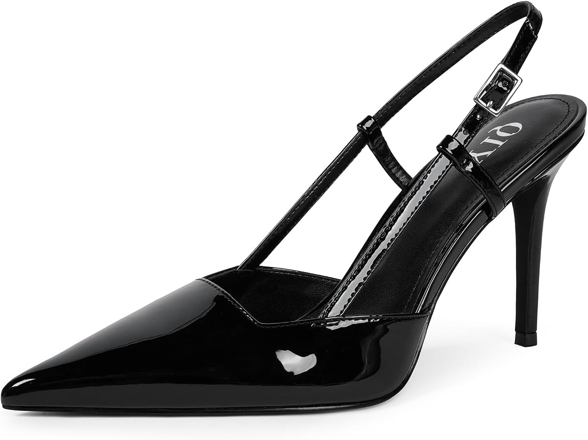 Tacones Slingback para Mujer Stiletto Punta Puntiaguda Zapatos de Bombas Elegantes