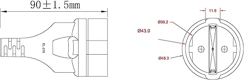 Miniatura 11 de Toptekits IEC 320 C14 macho a Europa Schuko hembra Cable adaptador corto para UPS PDU, Europa CEE77 Schuko a C14 adaptador de enchufe para convertir