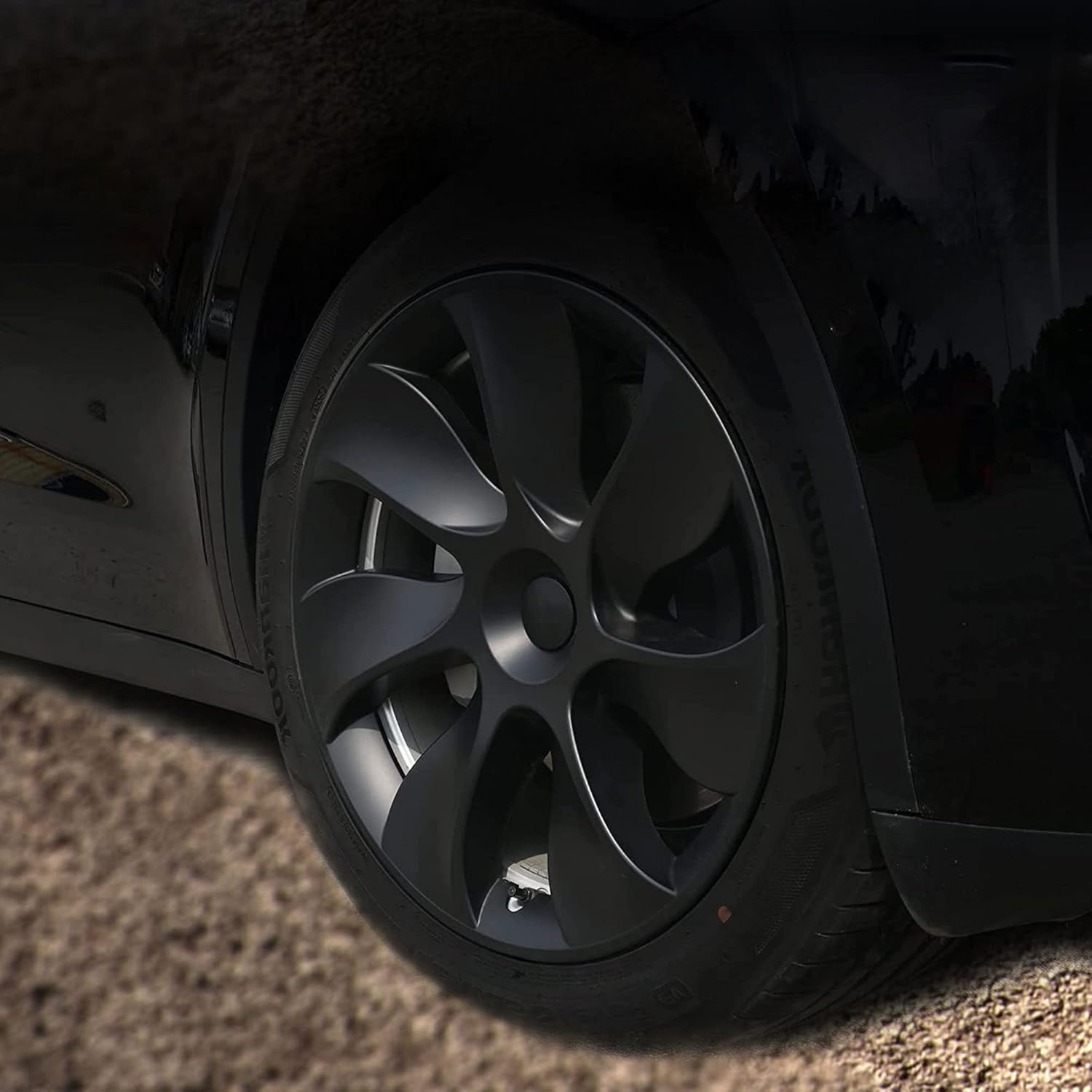 Set of 4 Matte Black Whirlwind 19" Wheel Hubcap Cover Rim