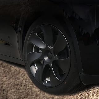 Set of 4 Matte Black Whirlwind 19" Wheel Hubcap Cover Rim Replacement for Tesla Model Y 2020 2021 2022 2023 Wheel Rim Cover (Chrome/Gray)