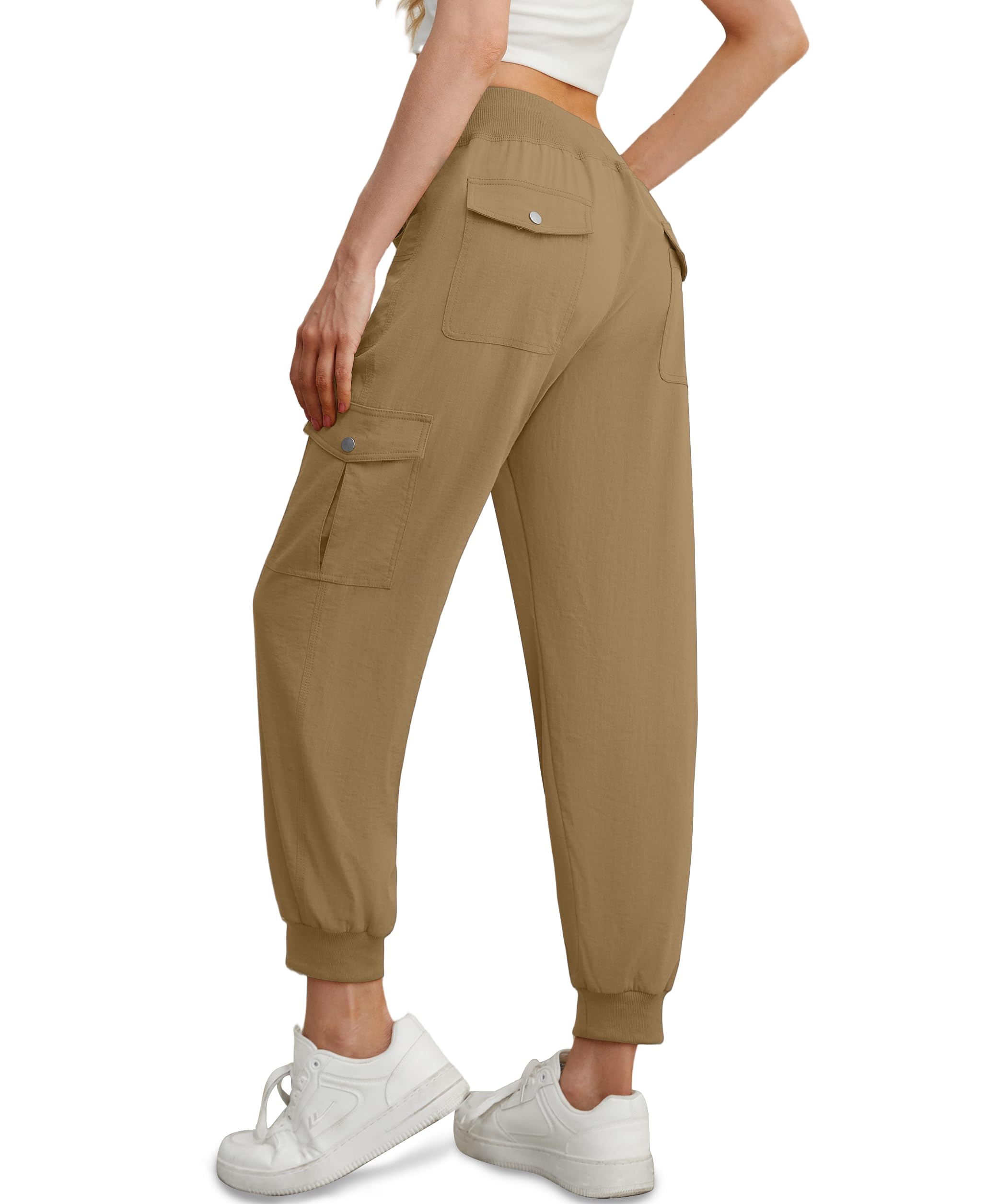 GRECERELLE Pantaloni cargo leggeri da donna con elastico in vita con tasche con bottoni per l'estate all'aperto escursionismo jogging viaggi