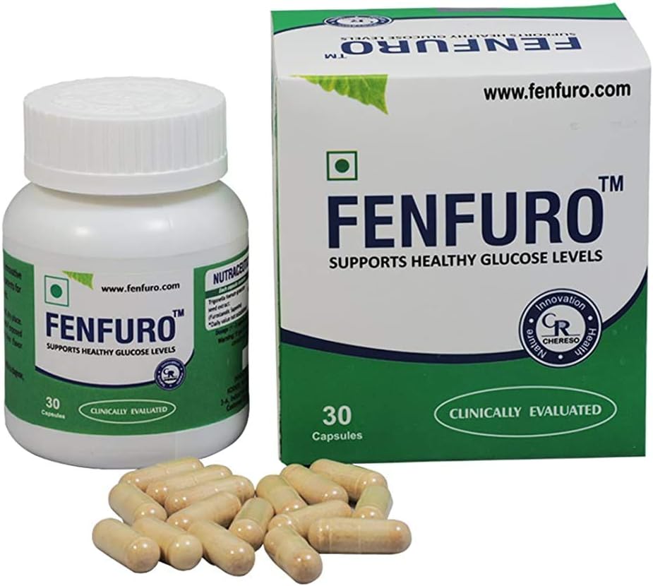 Fenfuro diabetes supplement for healthy blood glucose/blood sugar, patented, clinically evaluated, natural -30 capsules (Pack of 6)
