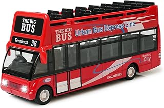 Crelloci Die Cast Stagecoach Buses 1:32 Scale London Double Deker Bus Toy Car Model Pull Back City Bus with Light and Sound for Kids Age 3 4 5 6 Years Old Boys Girls (Red)